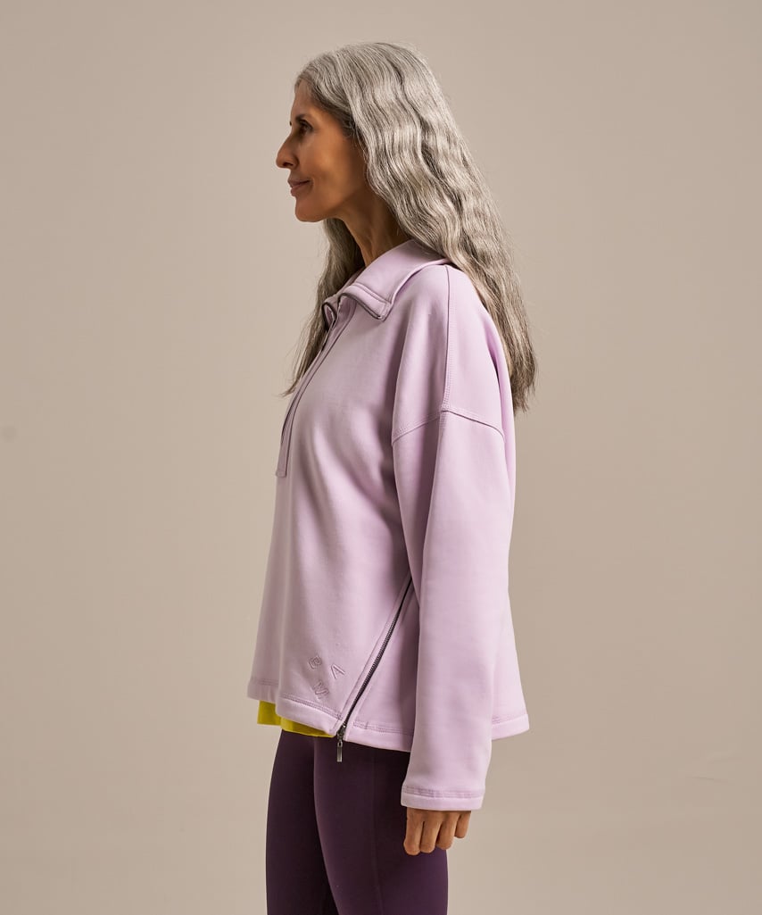 Funnel Neck Easy Zip Sweatshirt - Lavender Blush