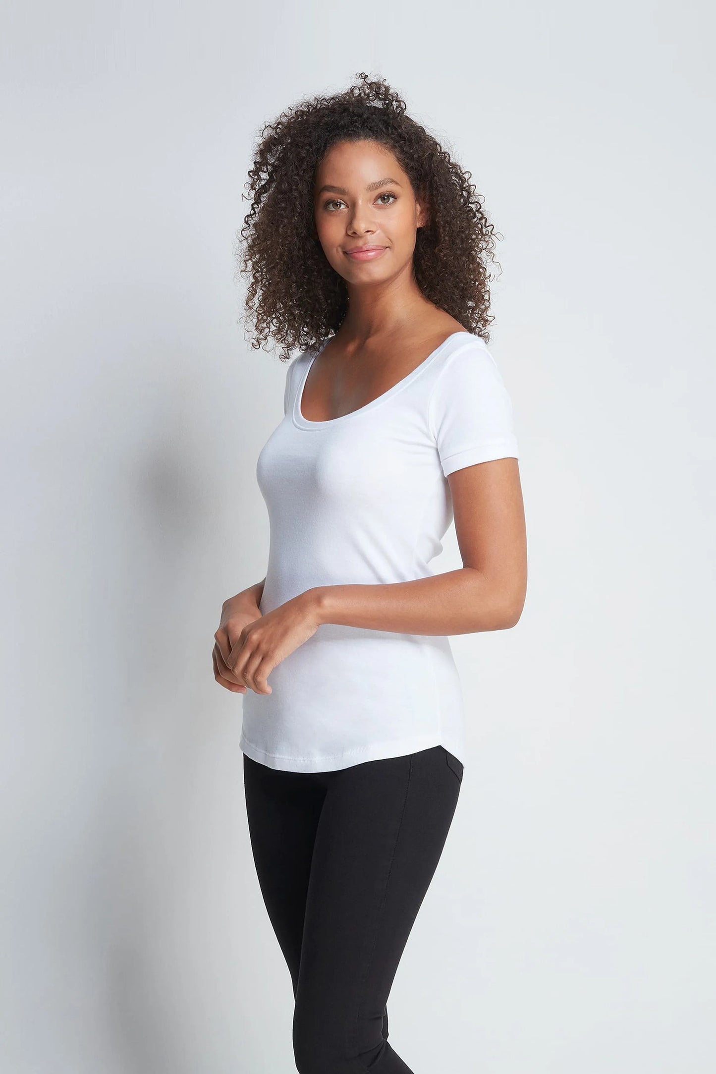 Boat Neck Cotton Modal Blend T-shirt White