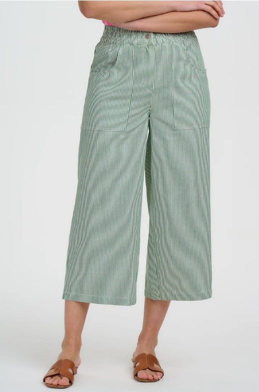Charlene Cropped Trousers - Green Stripe