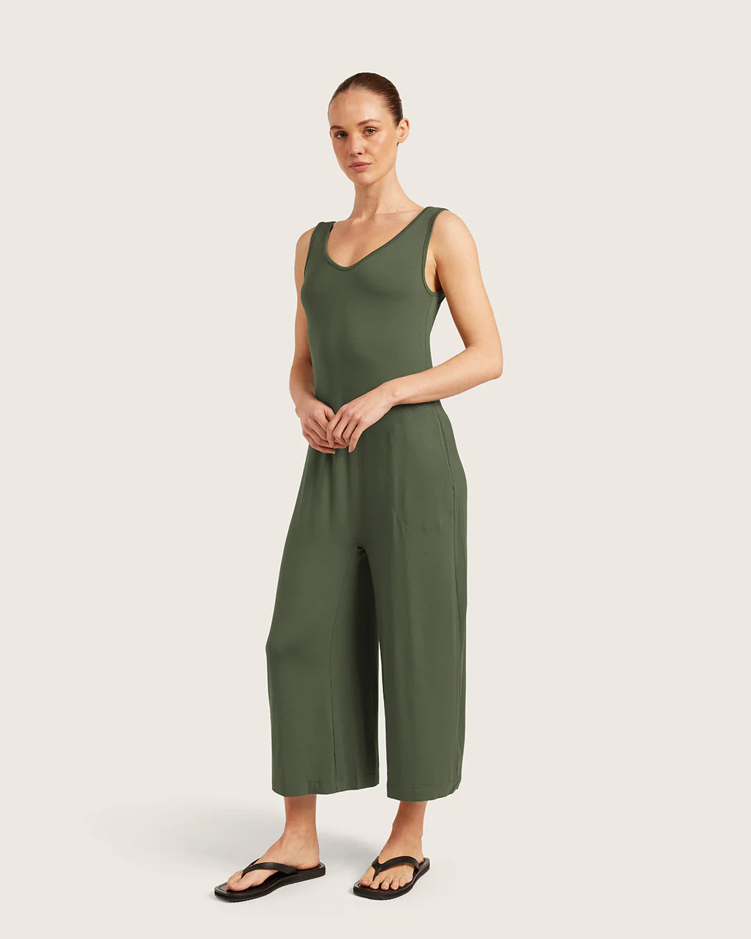 Bamboo Long Jumpsuit - Moss