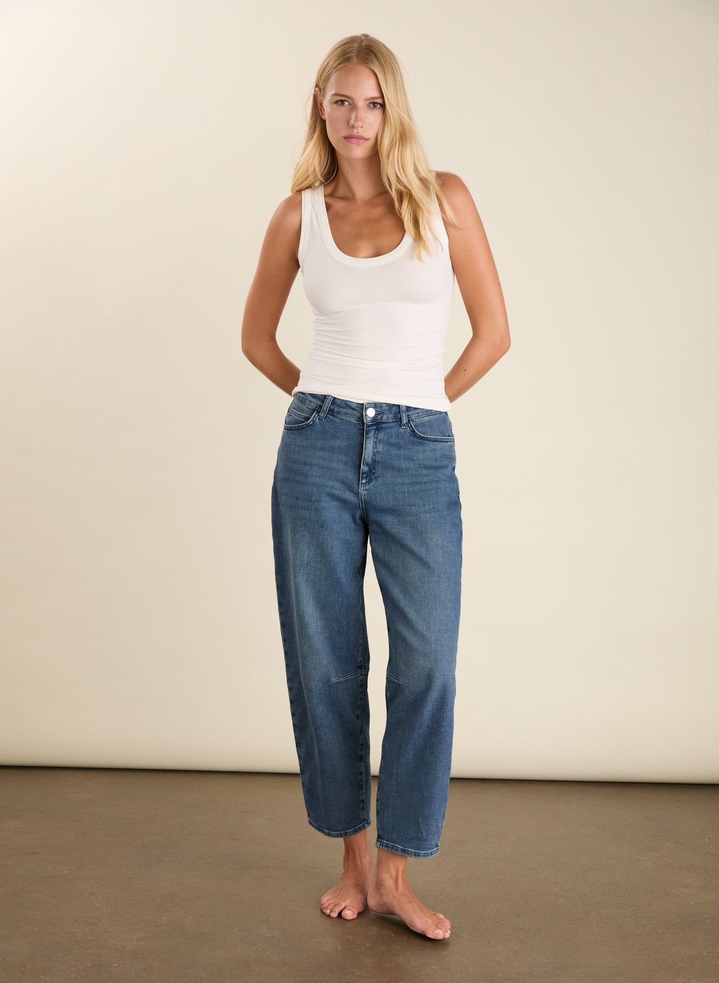 Nixi Organic Cotton Stretch Denim Barrel Jeans / Vintage Wash