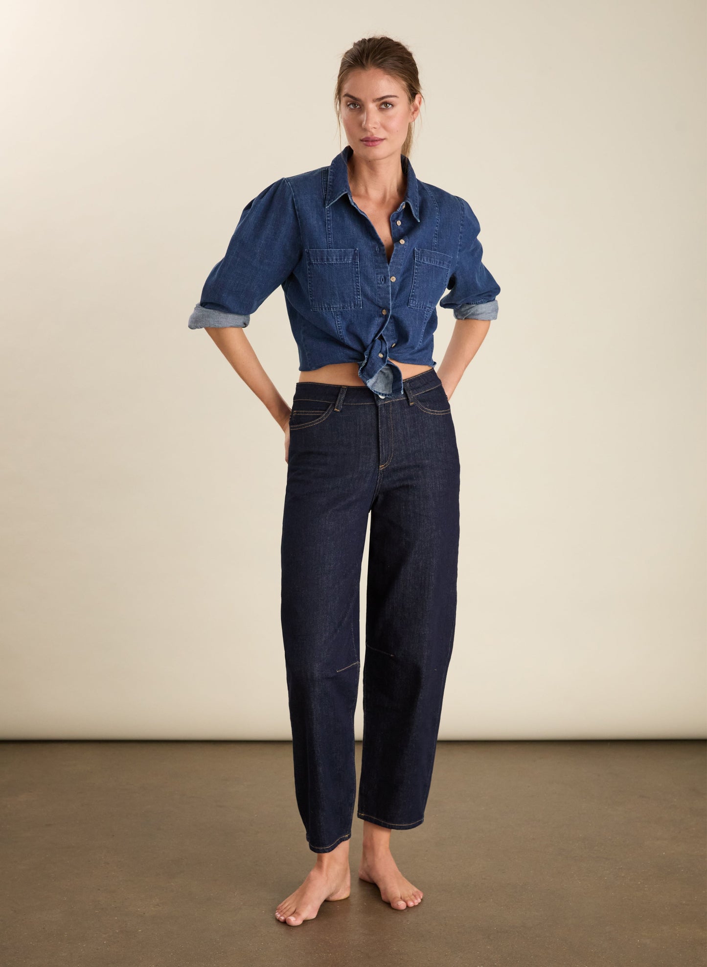 Nixi Organic Cotton Stretch Denim Barrel Jeans / Dark Denim