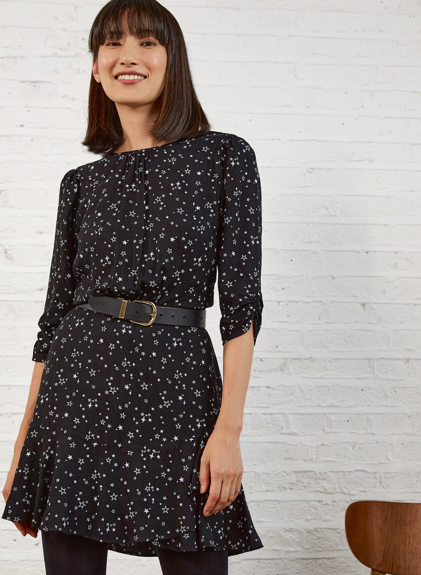 Isabella Dress Black Scatter Star Print