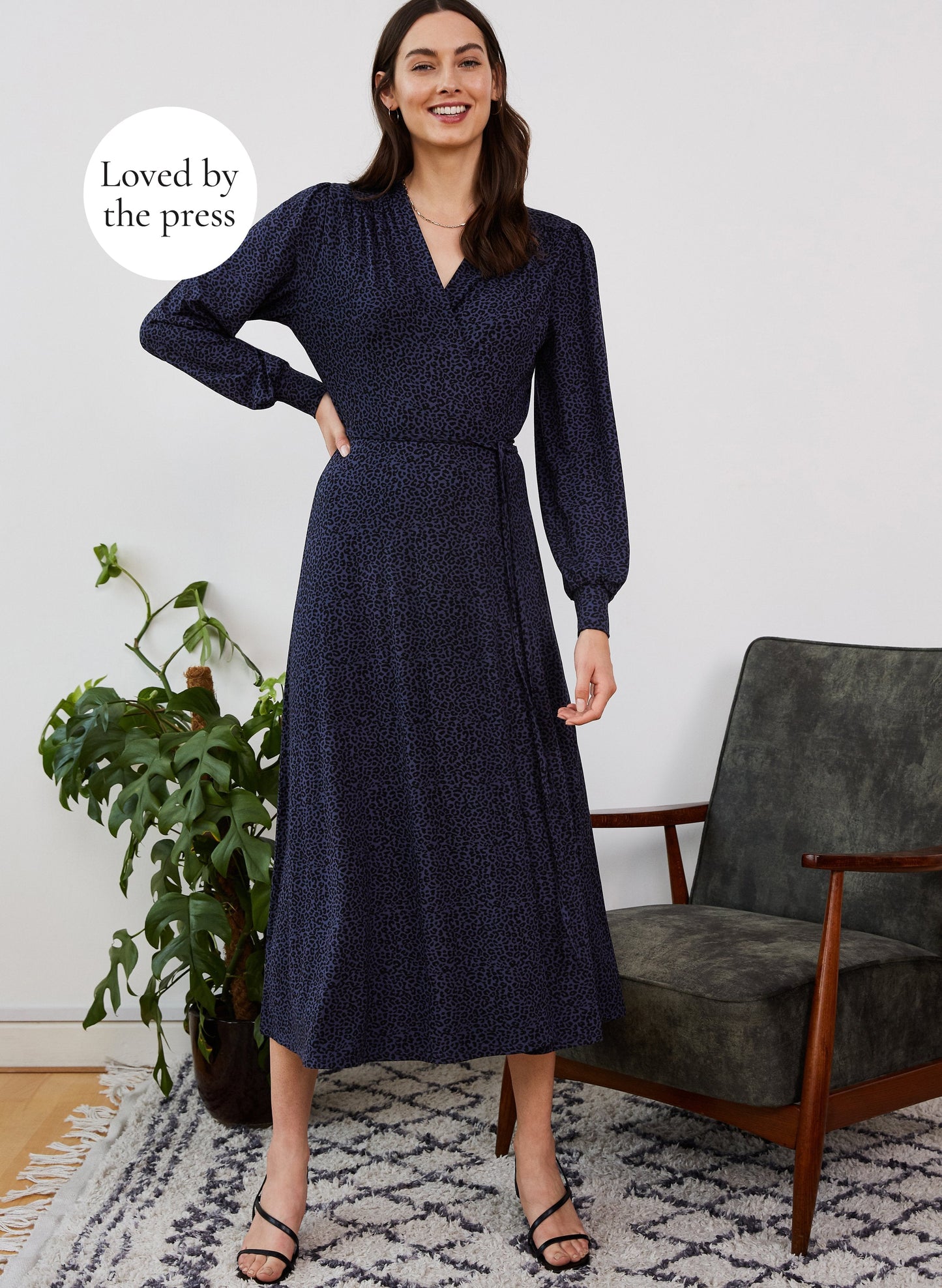 Jamila Dress with LENZING ECOVERO Deep Indigo Leopard