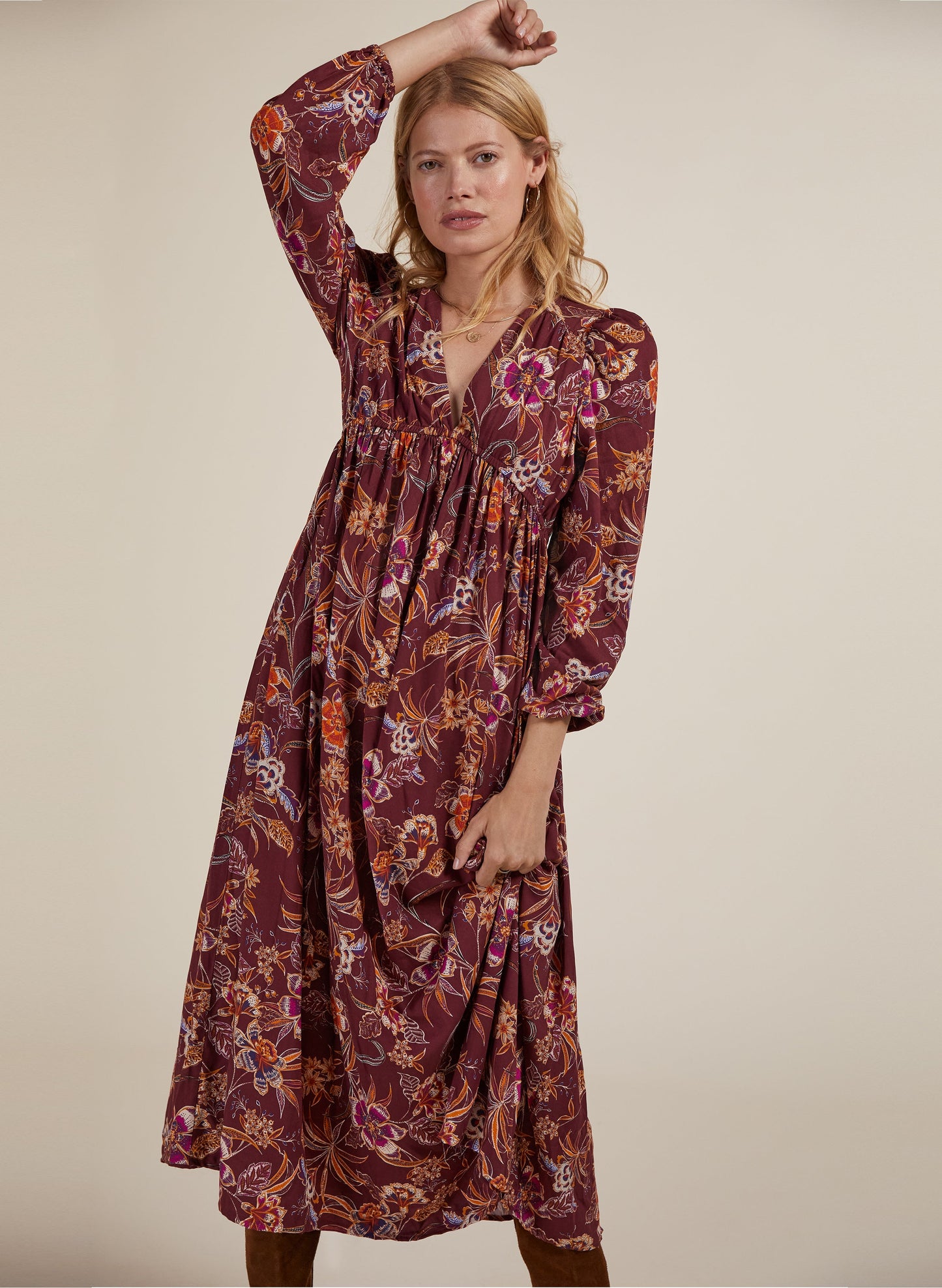 Gwyneth Dress with Lenzing Ecovero / Garnet Woodland