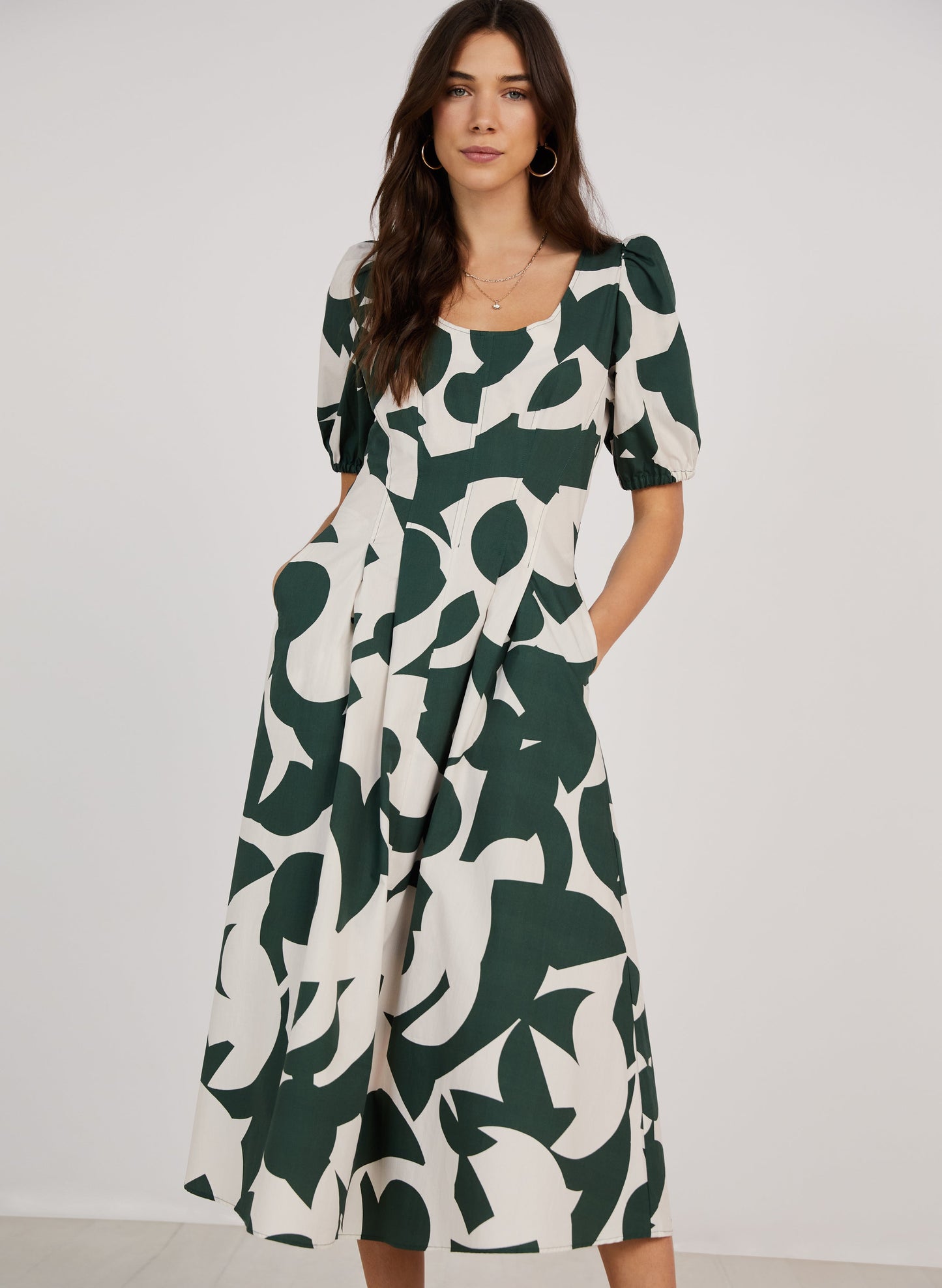 Jazlyn Organic Dress Green Abstract