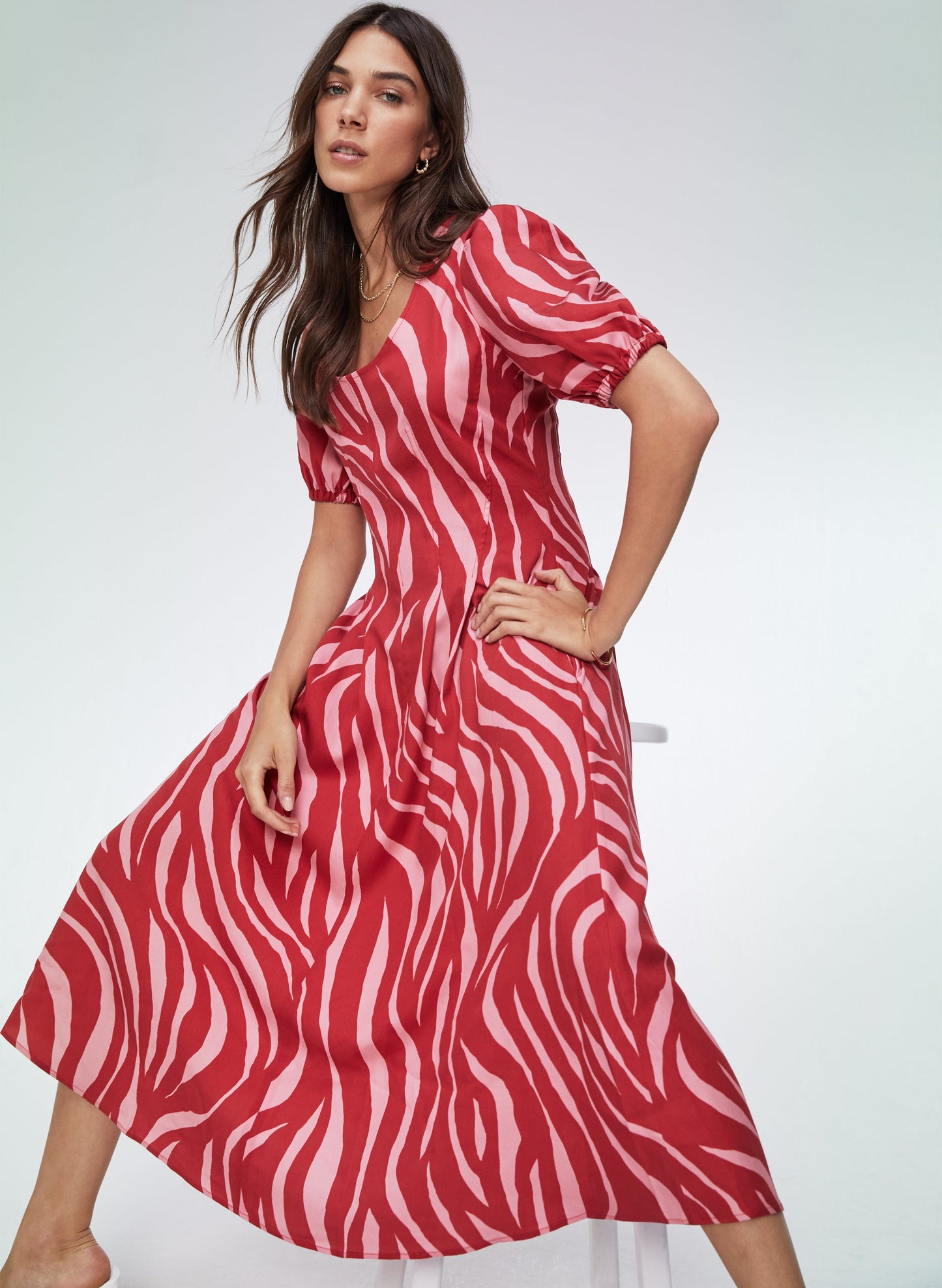 Jazlyn Dress with Tencel / Crimson Zebra