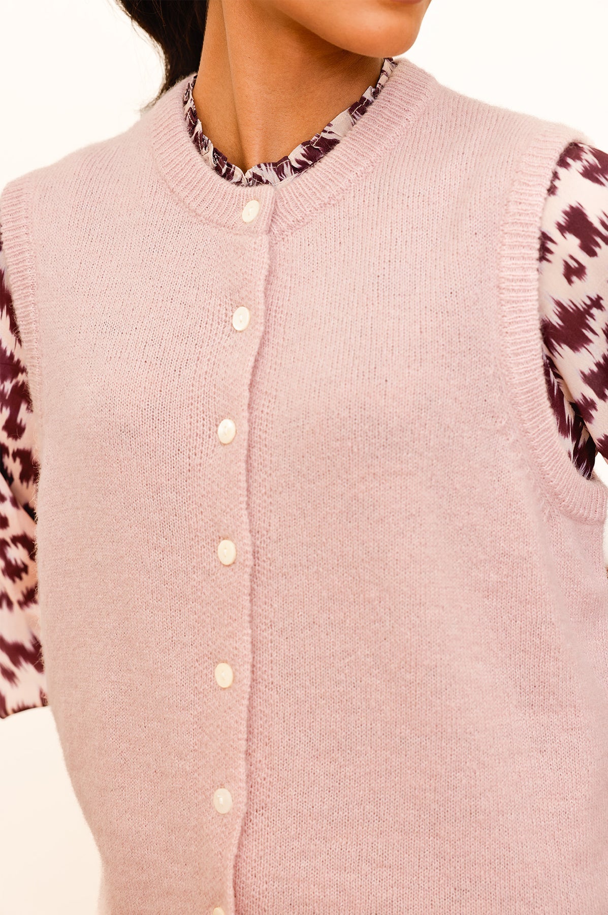 Alpaca Blend Gilet - Dusty Pink