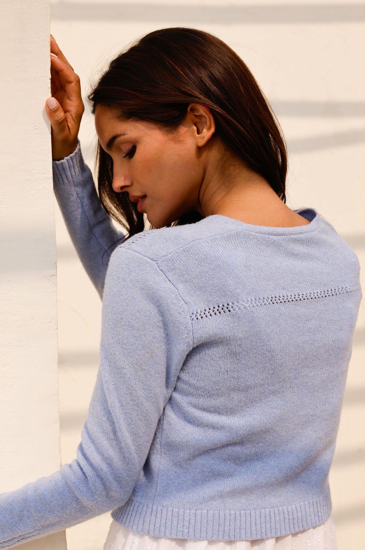 Merino Wool Edge To Edge Cardigan Blue