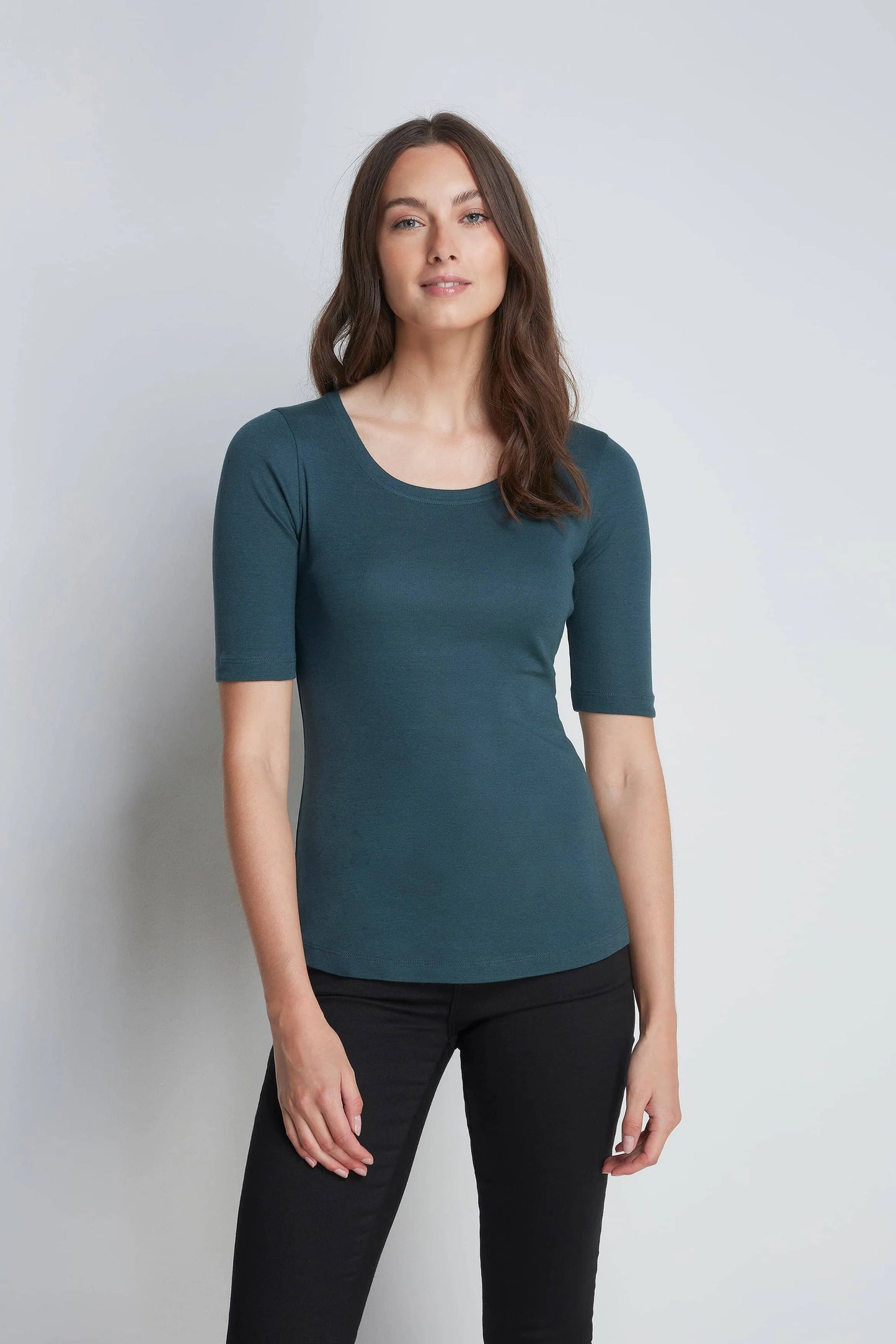 Half Sleeve Scoop Neck T-Shirt Green