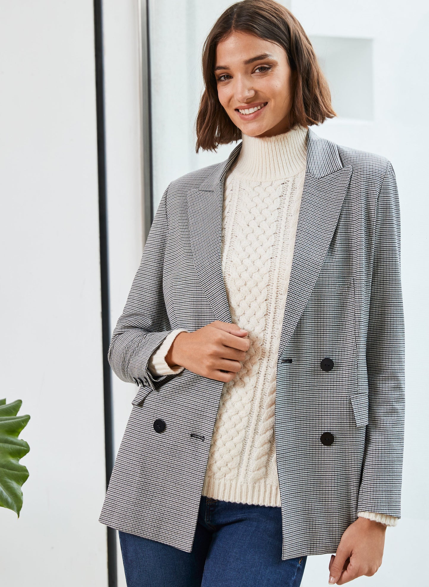 Greta Blazer / Black & Grey Mini Check