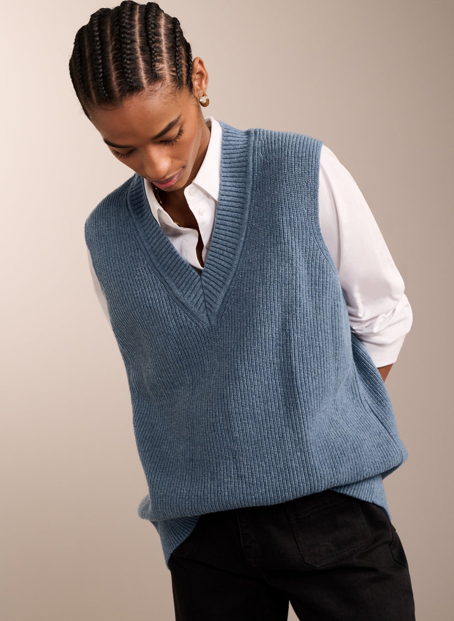 Katalina Recycled Wool Knitted Vest Denim Blue