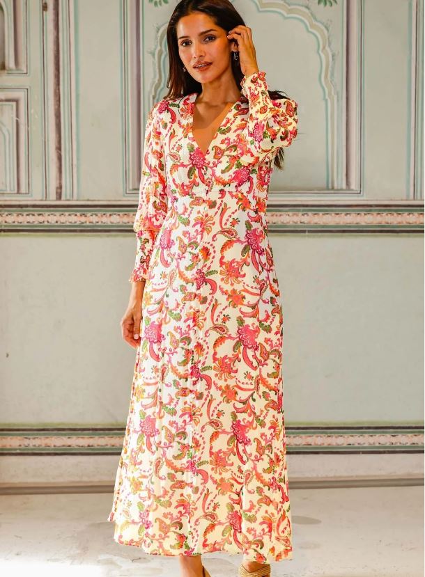 Long Sleeve Sally Ann Dress - Paisley Floral