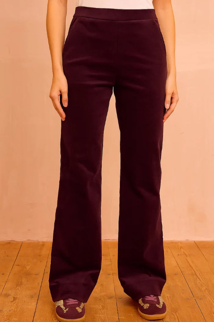 Juliette Stretch Corduroy Trouser - Burgundy