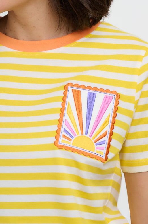Maggie T-Shirt - Yellow/Off White, Rainbow Sunshine