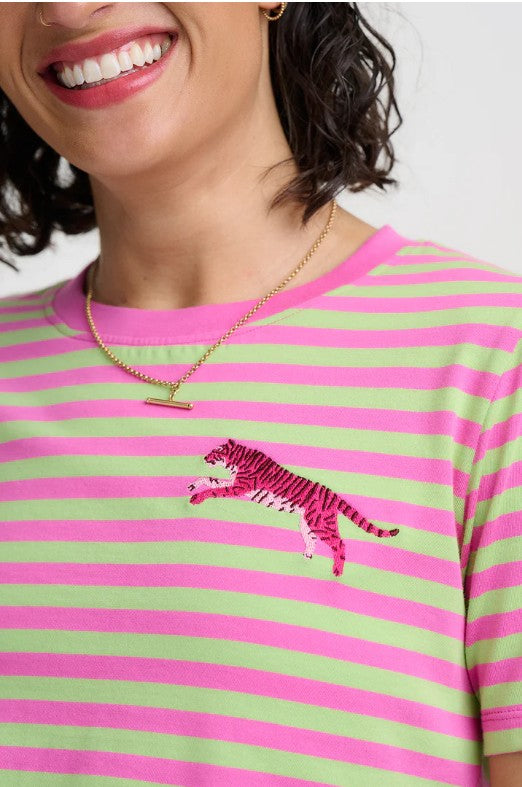Maggie T-Shirt - Pink/Lime Green, Pink Tiger