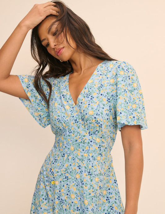 Blue Floral Atlas Midi Dress