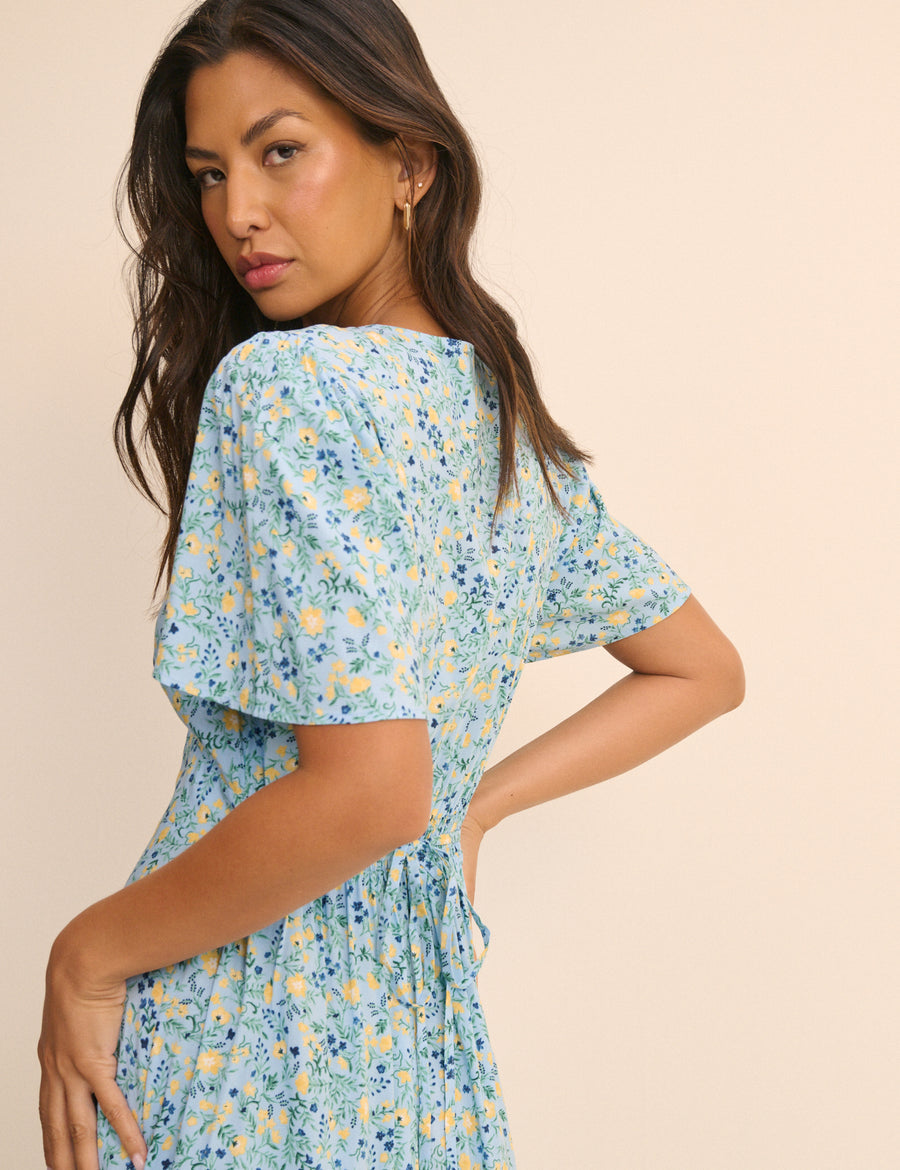 Blue Floral Atlas Midi Dress