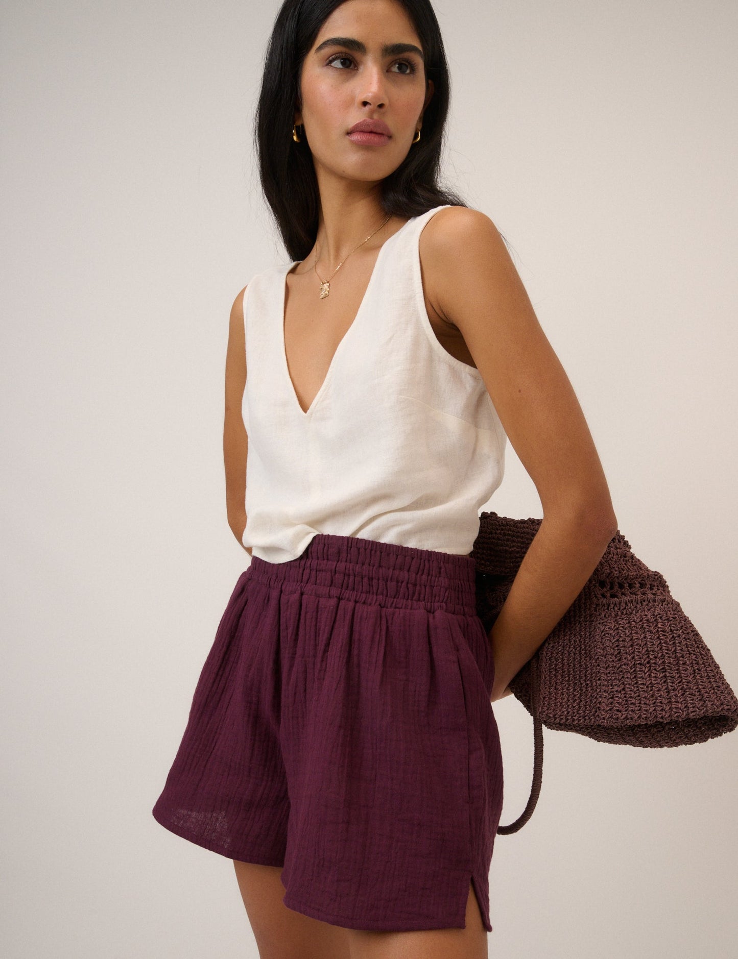 Purple Joppa Elasticated Shorts