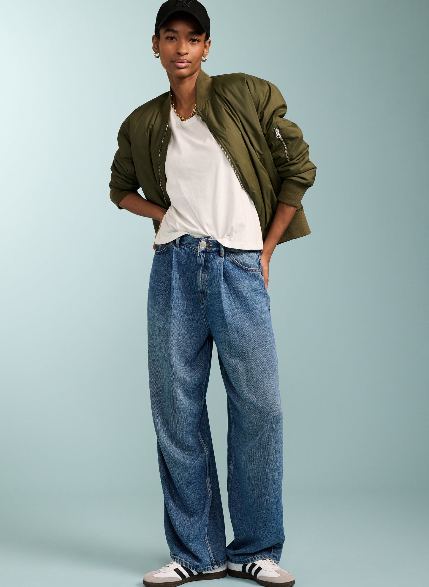 Baukjen Wide Leg Slouch Jeans with Tencel™ Mid Wash Indigo
