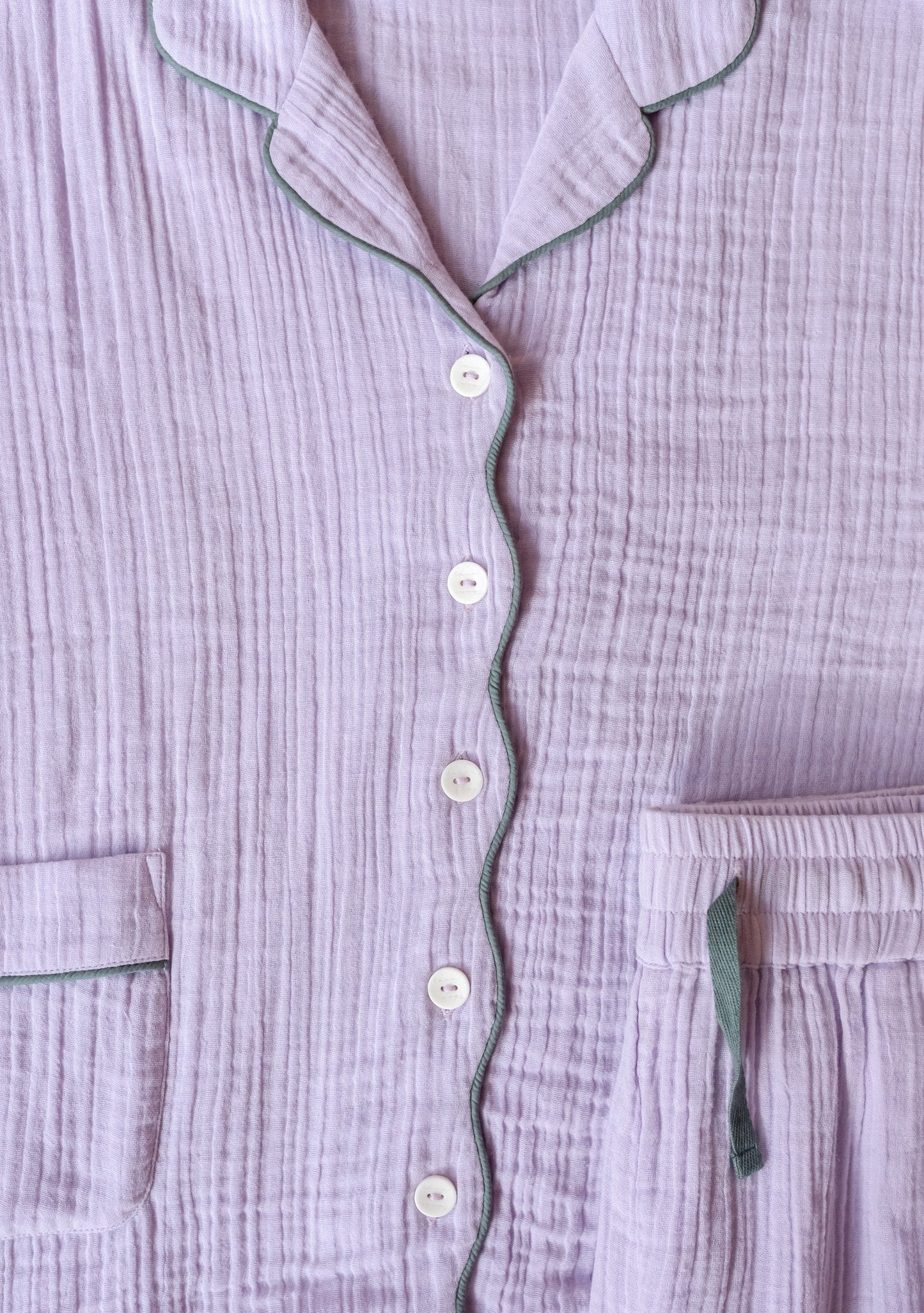 Cropped Cotton Pyjamas - Lilac