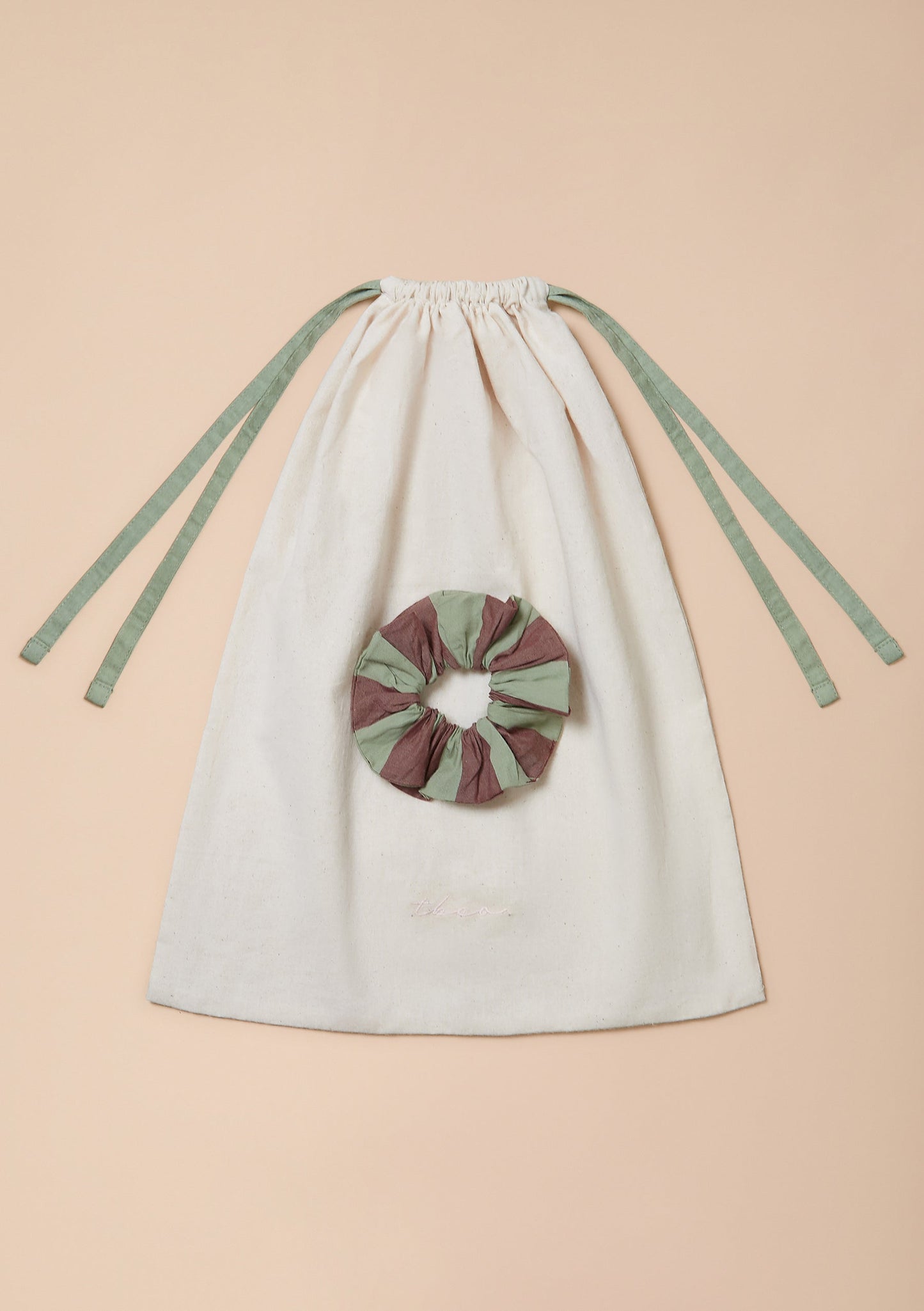 Cotton Pyjama Set - Green & Brown Stripe Ruffle