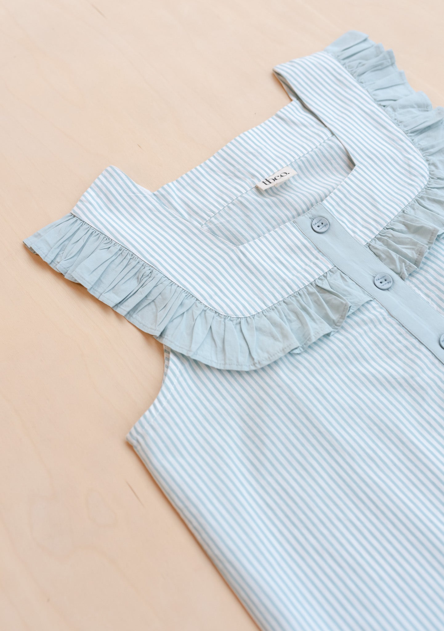 Cotton Pyjamas - Blue Stripe Ruffle