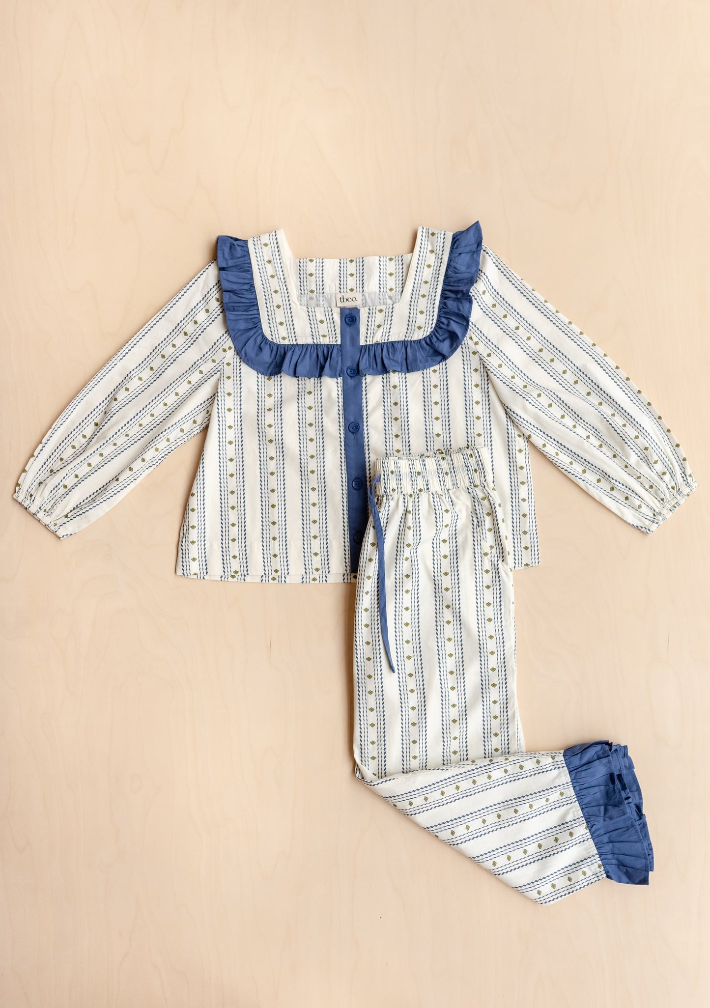 Cropped Cotton Pyjamas - Navy Ditsy Floral