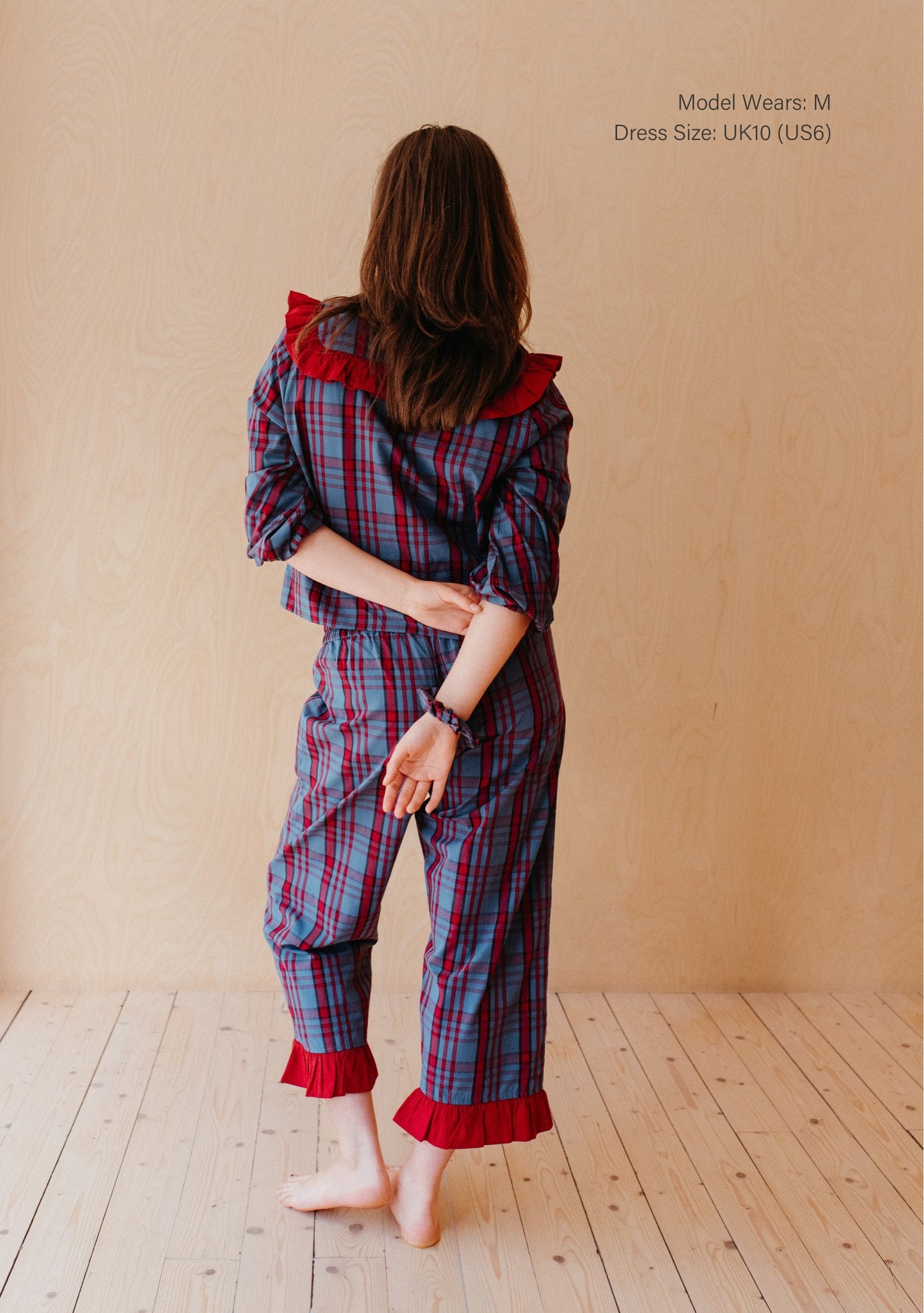 Cropped Cotton Pyjamas - Navy Tartan