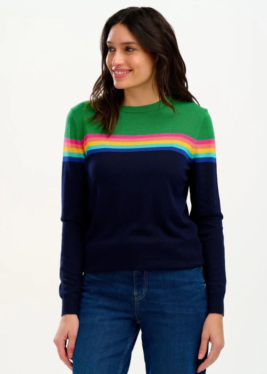 Rita Jumper - Navy/Green/Rainbow