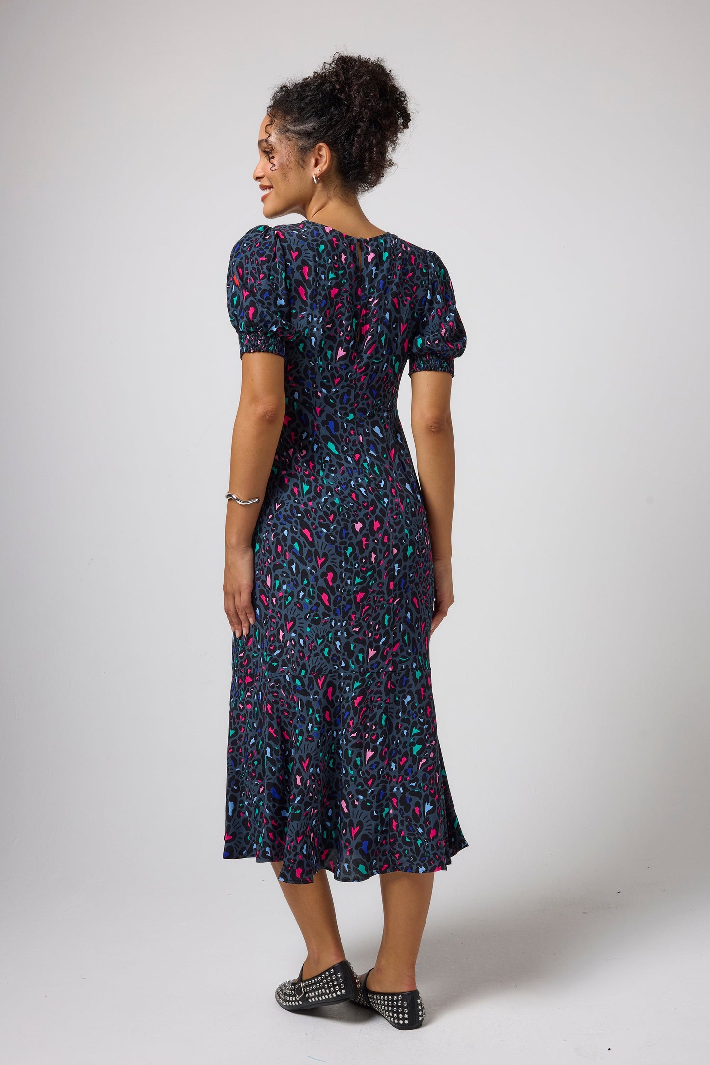 Grey Love Leopard Midi Dress