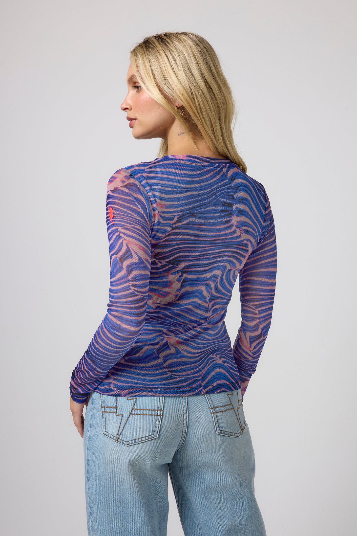 Blue Tiger Moth Mesh Top