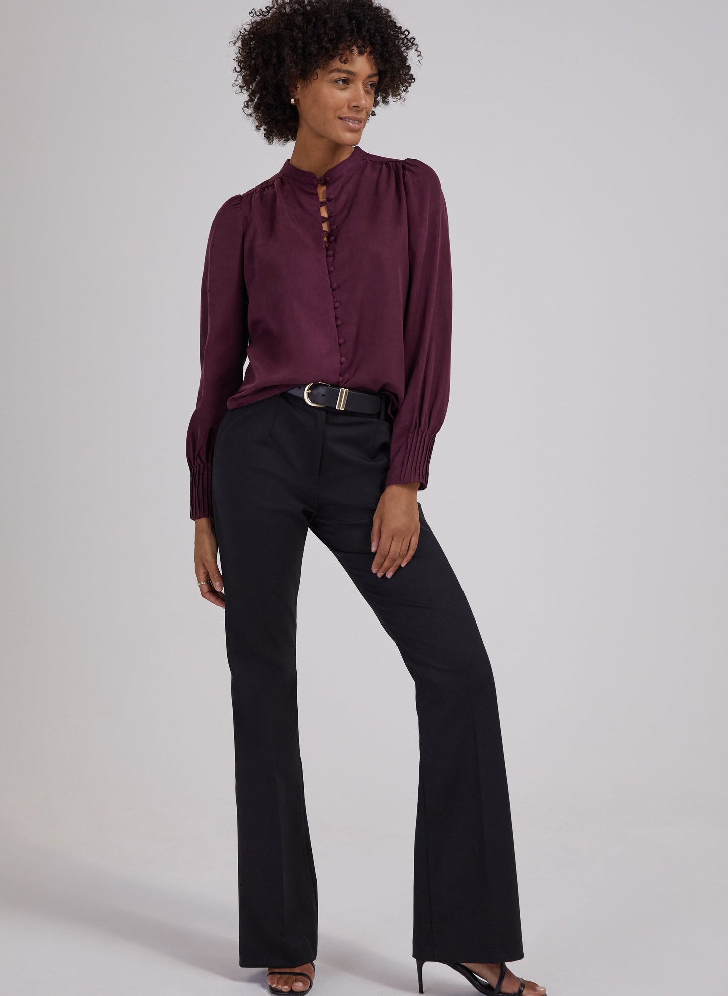 Shapira Newlife & Wool Blend Bootcut Trousers / Caviar Black