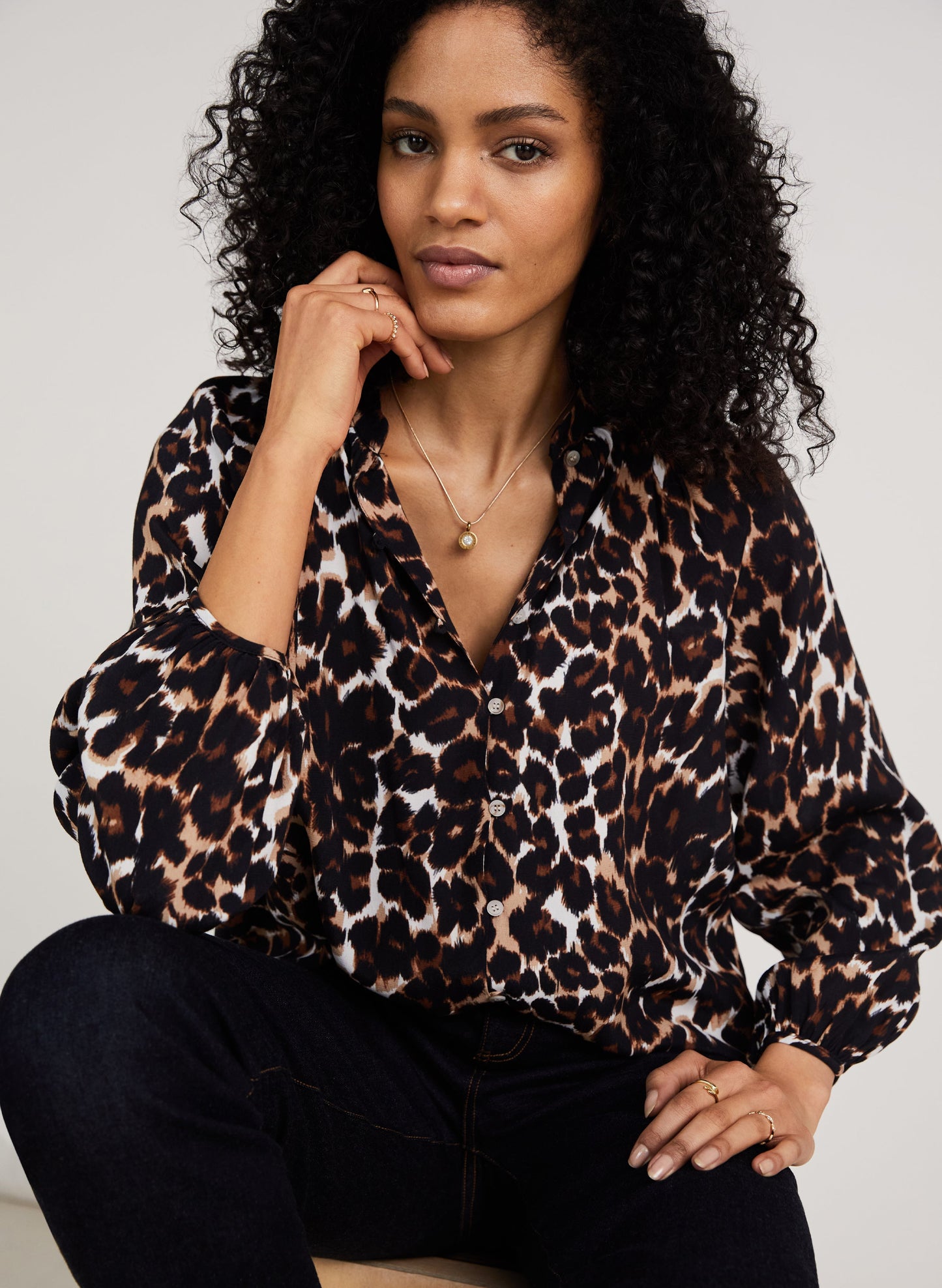 Suzanne Blouse with Lenzing™ Ecovero™ Brown Leopard