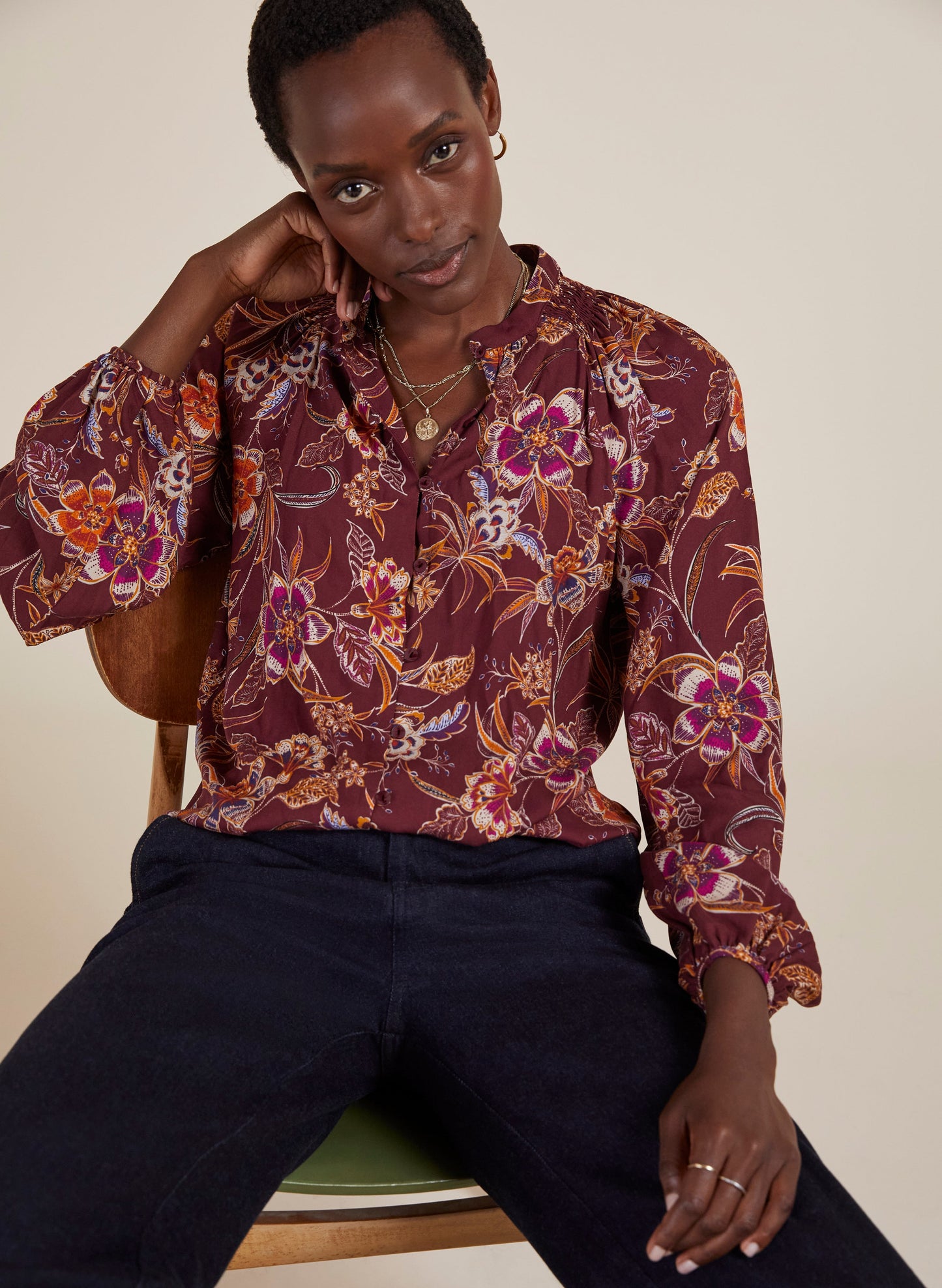 Suzanne Blouse with LENZING ECOVERO / Garnet Woodland