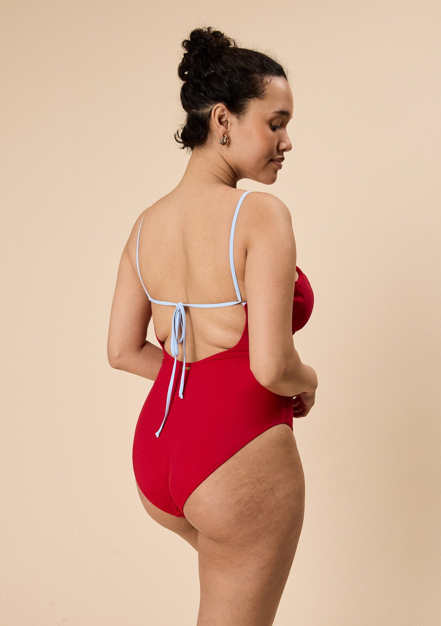 Gathered Swimsuit - Red & Blue
