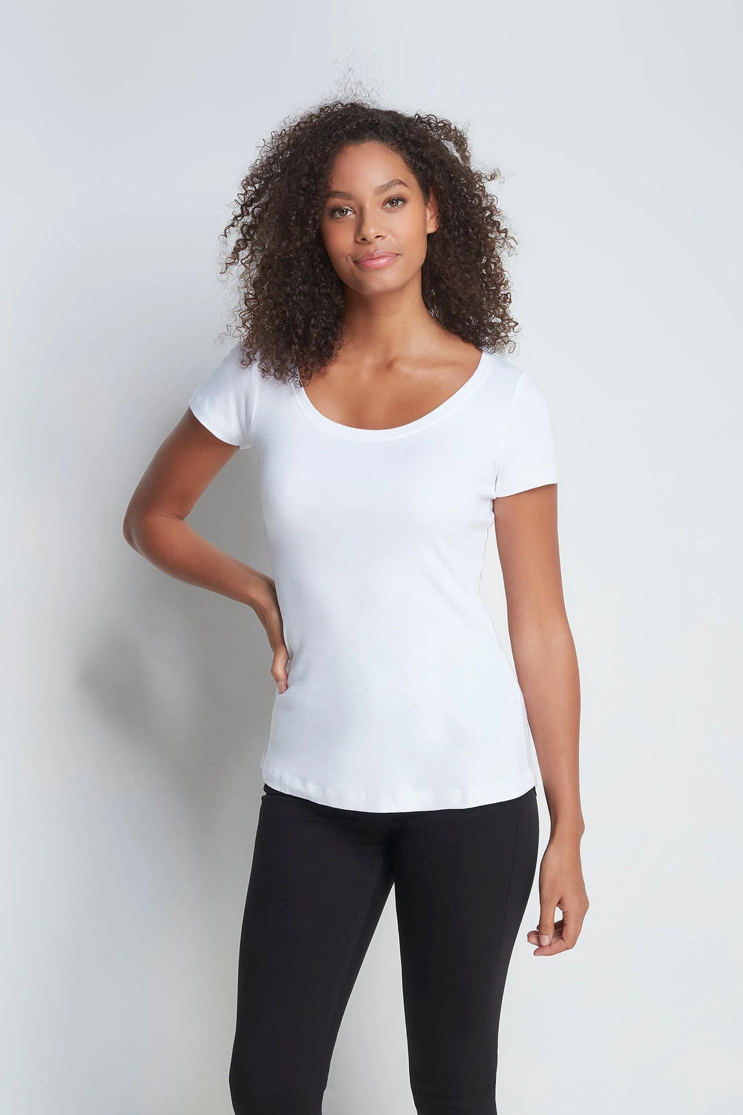 Scoop Neck Cotton Modal Blend T-shirt White