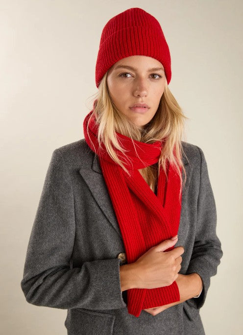 Alina Recycled Wool Scarf - Crimson Red