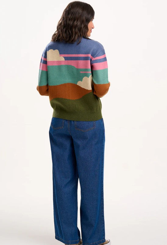 Solana Knitted Bomber Jacket - Multi, Cloudy Hills