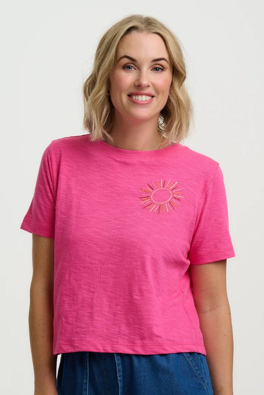 Shelby Boxy T-Shirt - Hot Pink, Sunshine