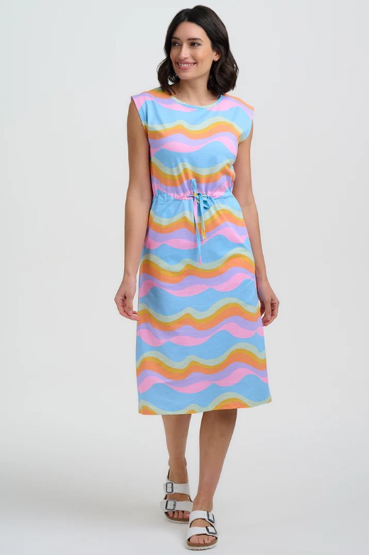 Sloane Jersey Midi Dress - Blue, Dreamy Waves