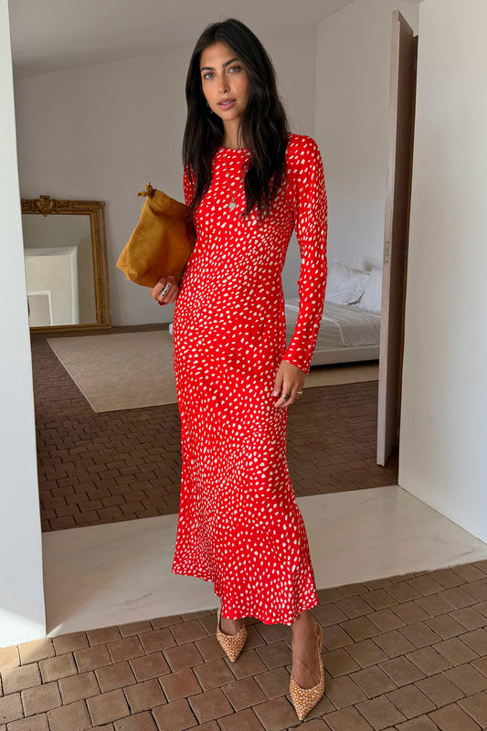 Spliced Deer Wrap Maxi Dress