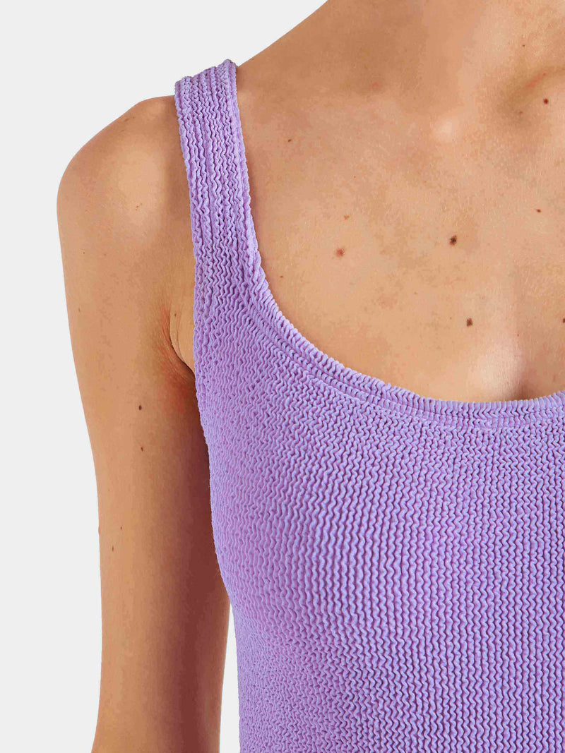 Square Neck Crinkle Swimsuit - Lilac