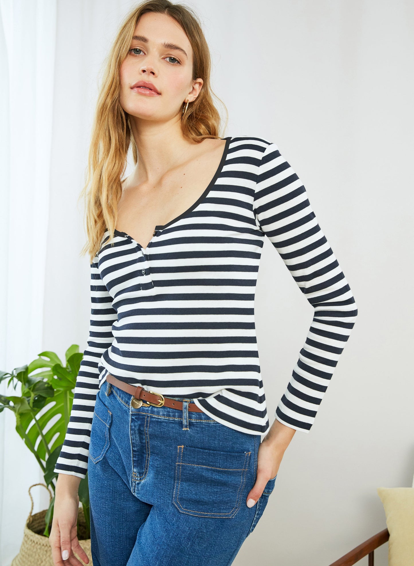 Lilibet Top with LENZING ECOVERO Soft White & Black Stripe