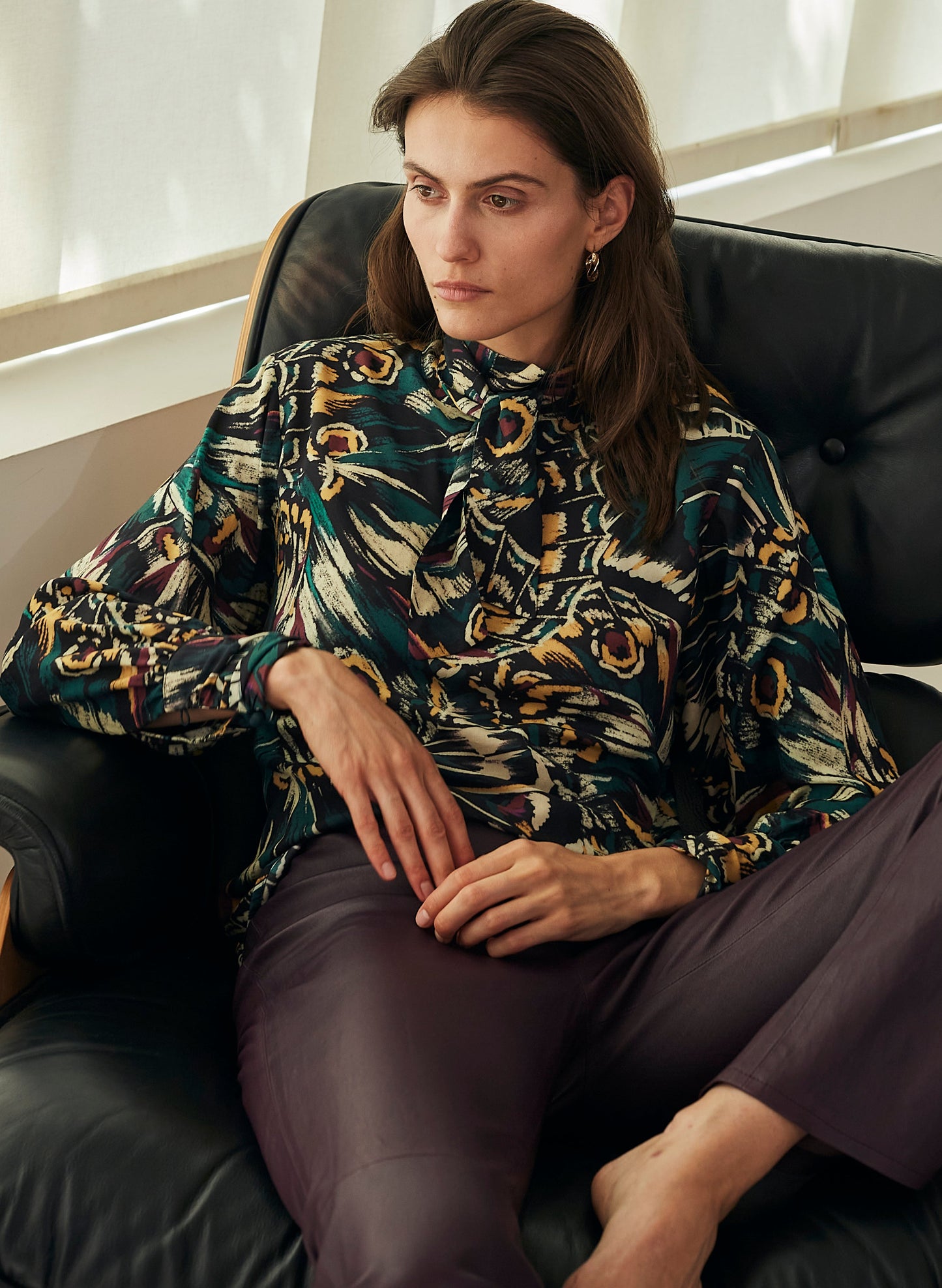 Aishling Top with LENZING™ ECOVERO™ Dark Cedar Butterfly Print