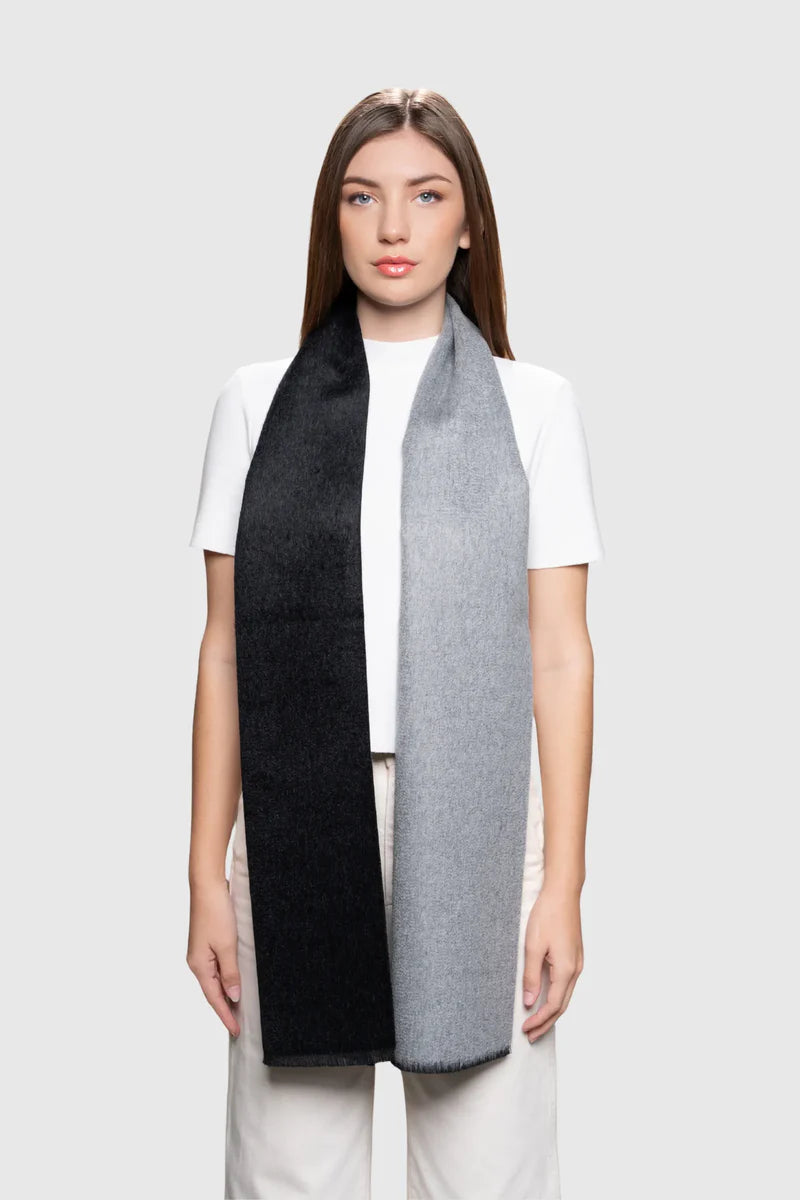 Two Tone Baby Alpaca Scarf - Black