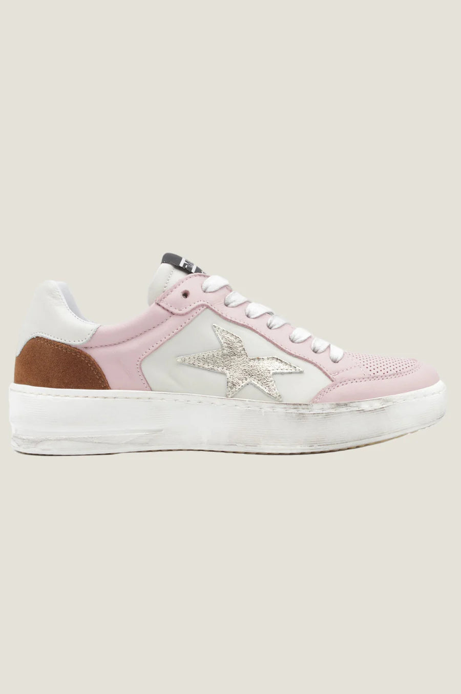 MELINE Vintage Effect Star Trainers - Pink/White