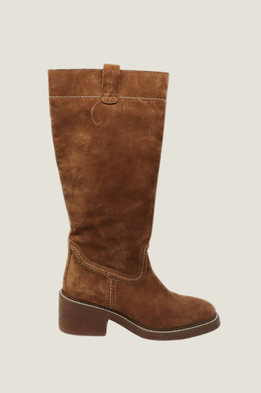 ALPE Selena Knee High Suede Boot (Chocolate Brown)