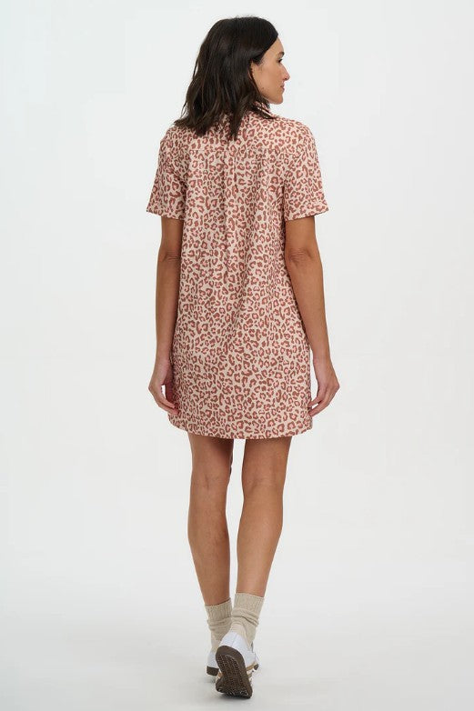 Zoe Mini Shirt Dress - Stone, Classic Leopard