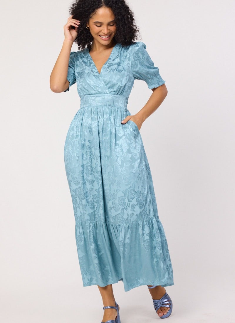 Alberto Floral Damask Midaxi Dress - Blue